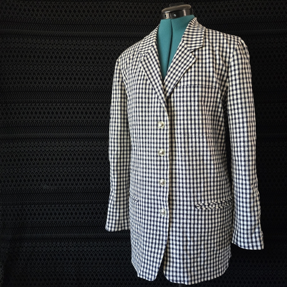 Vintage Anne Klein Black and White Houndstooth Suit Jacket